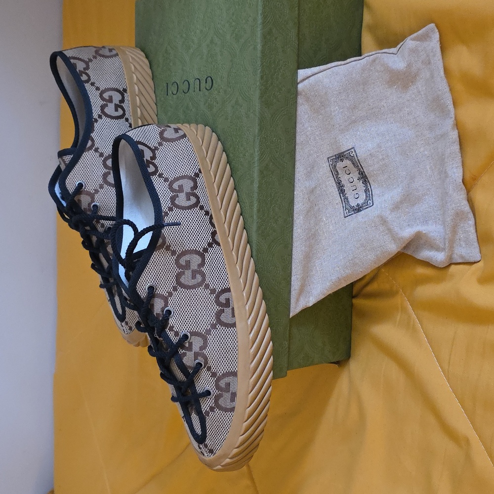 Authentic Gucci Beige and Brown Sneakers